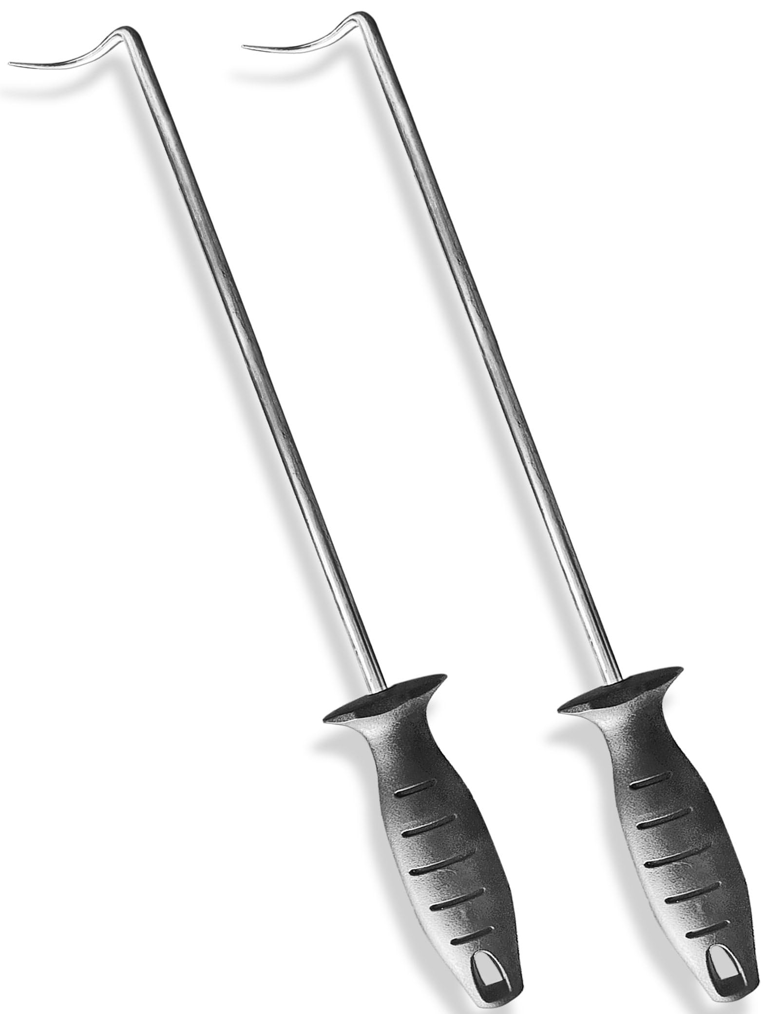[ 2 Pack ] Large 17 inch Pigtail Food Flippers - Premium Stainless Steel Meat Turner for Grilling and Cooking, Meat hook Replaces Tong and Spatula. Turns, Flips, and Carries Food Quickly and Safely