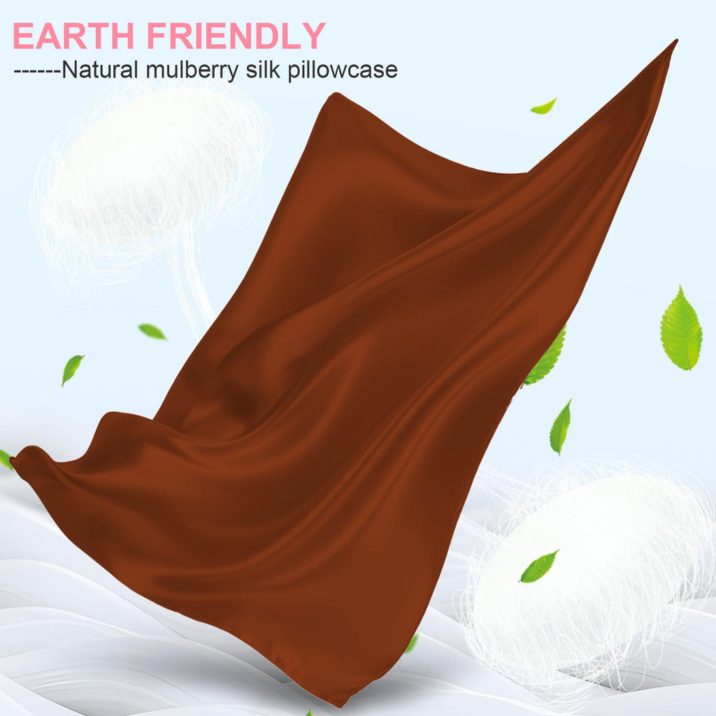 LYSHIN Silk Pillow Cases 2 Pack Standard Size with Zipper, Orange