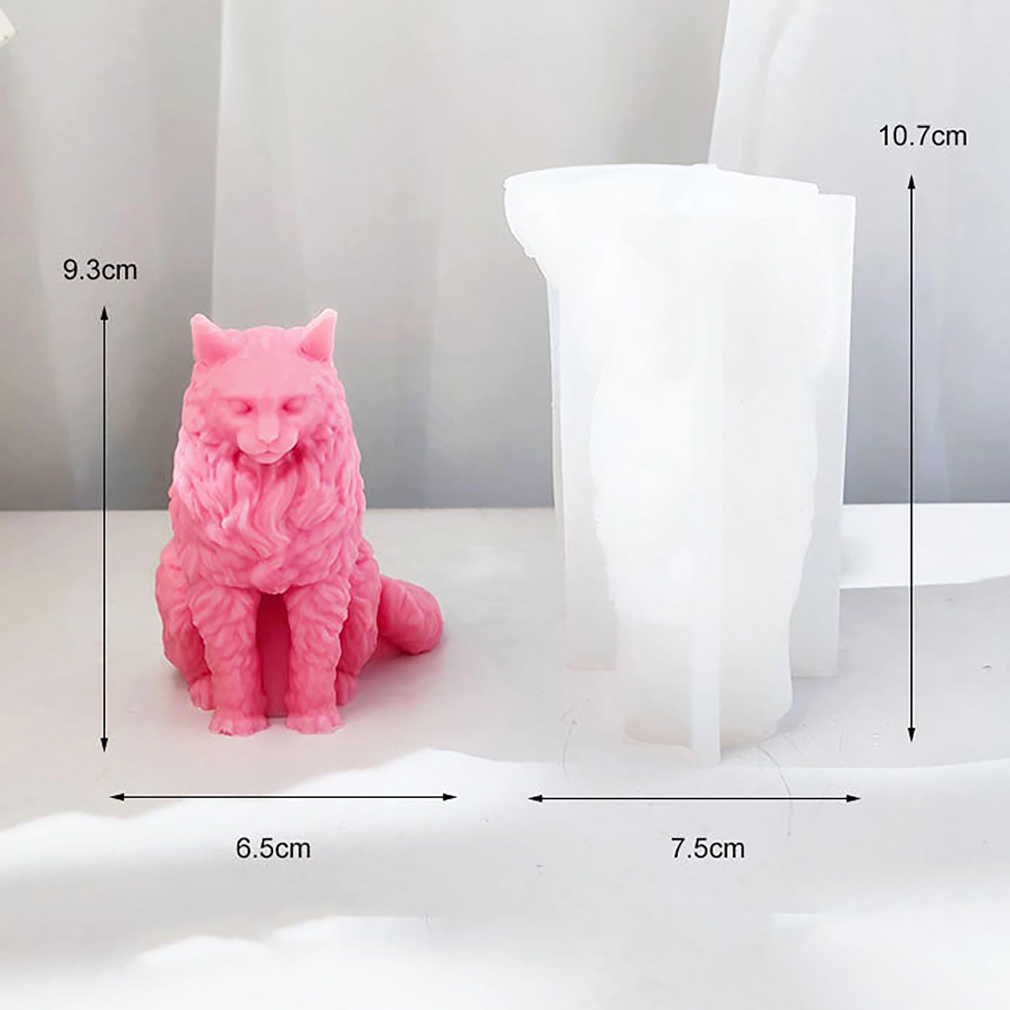 3D Cat Animal Cylinder Candle & Resin Mold - Resin Casting Silicone Molds for Home Decor & Candle Making Wave Spiral Mold