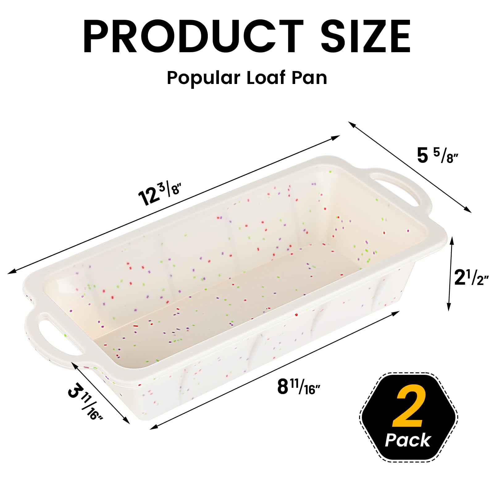 Vinino 2 Pack XLarge Nonstick Silicone Loaf Pans 12.5 x 5.5'' for Baking