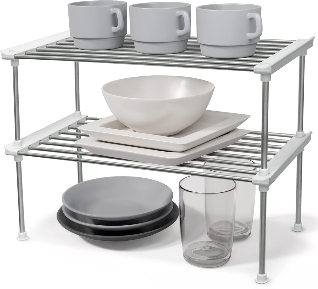 carrotez Set of 2 Stackable Cabinet Organizer Shelf 9.8 x 7.8 x 6.1 Black