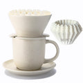 Polydremio Pour Over Coffee Maker, with 50 PCS Basket Coffee Filters, 310 ml/10 oz Mug with Saucer & Coffee Dripper, Ceramic, Off-white