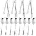 12PCS Silver Serving Utensils Set,Includes 8 large serving spoons,4 serving tongs