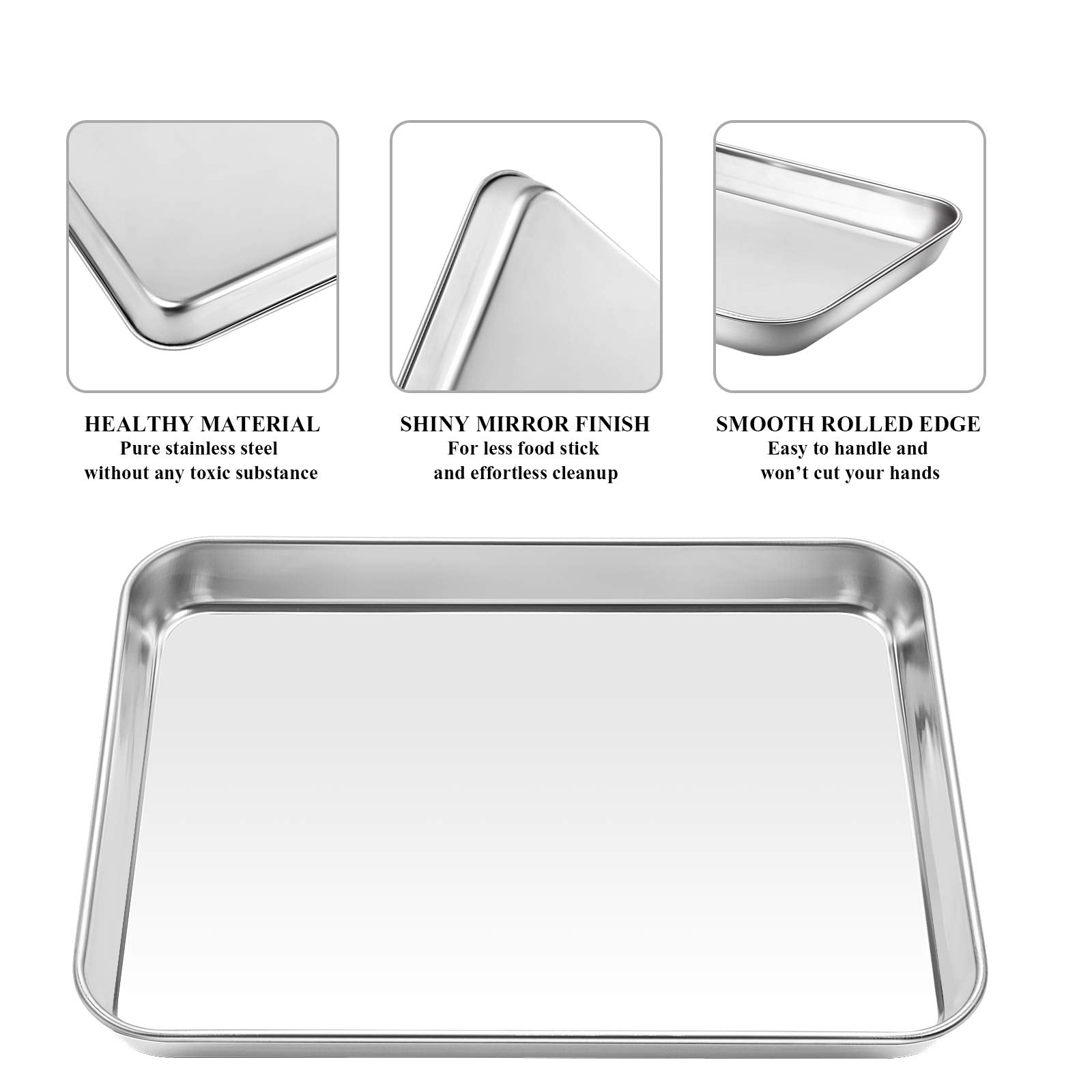Baking Sheet with Cooling Rack Set [2 Sheets + 2 Racks], Deedro Stainless Steel Cookie Sheet Baking Pan Half Sheets Oven Tray with Rack, 10 x 8 x 1 Inch, Heavy Duty, Non-toxic, Dishwasher Safe