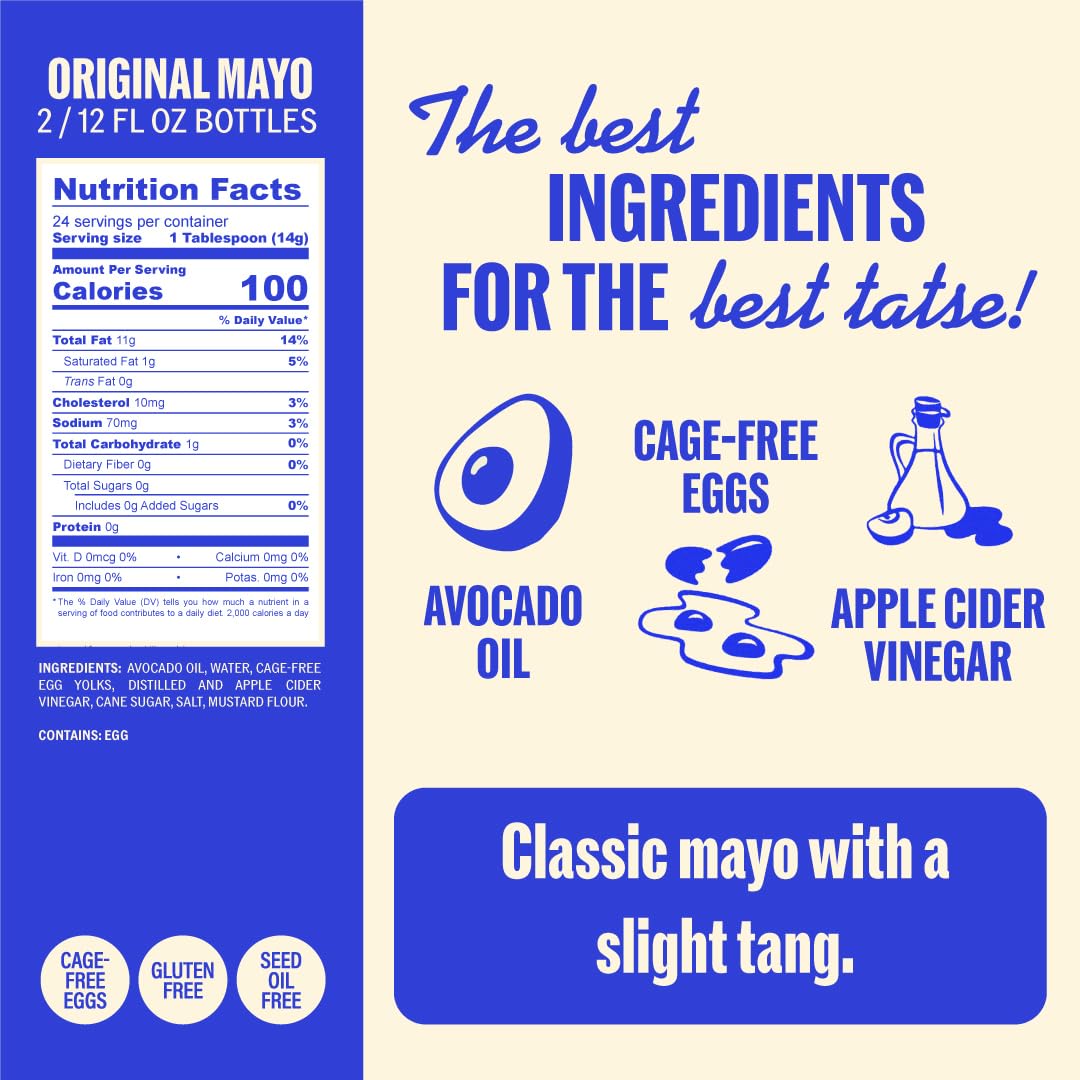 Ayoh Foods, Mayo Gone Wild, Made by Molly Baz - Easy to Squeeze, Perfect for; Sandwiches, Burgers, Fries, Nuggets, Wraps & Dips (2 Pack, Original Mayo)