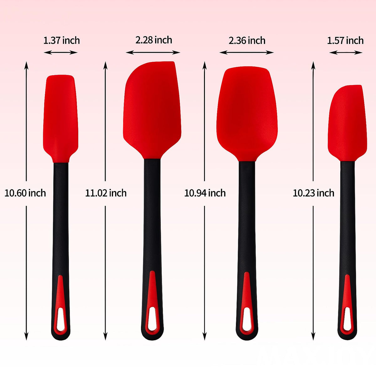 Maxjoy Silicone Spatula Set, 4Pc 600°F Heat Resistant Food Grade Nonstick