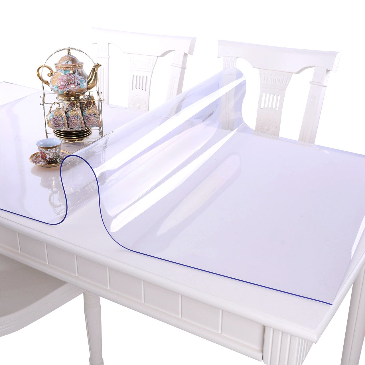 NECAUX Clear PVC Table Cover Protector 46 x 100 Inch 1.5mm Thick