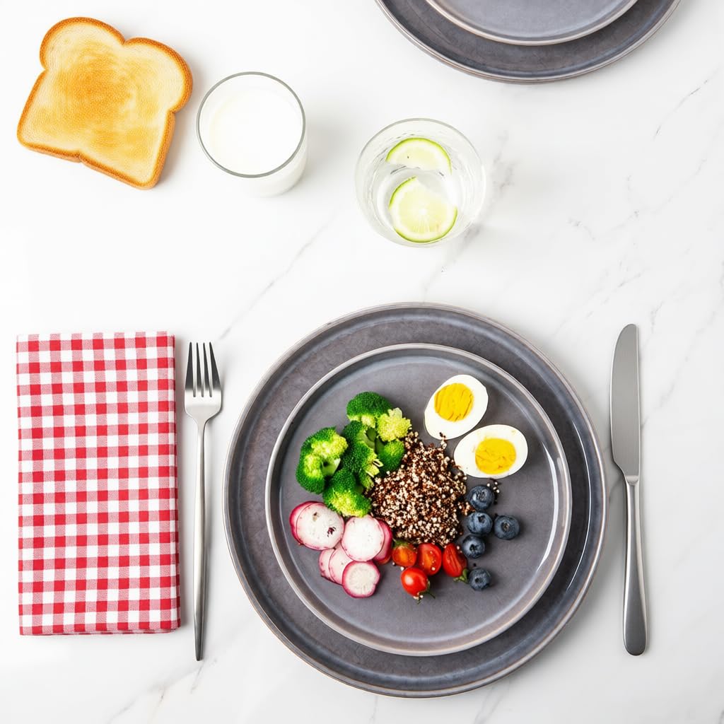 AmorArc Stoneware Dinnerware Sets for 8, 24Pcs Plates and Bowls Sets Dishes