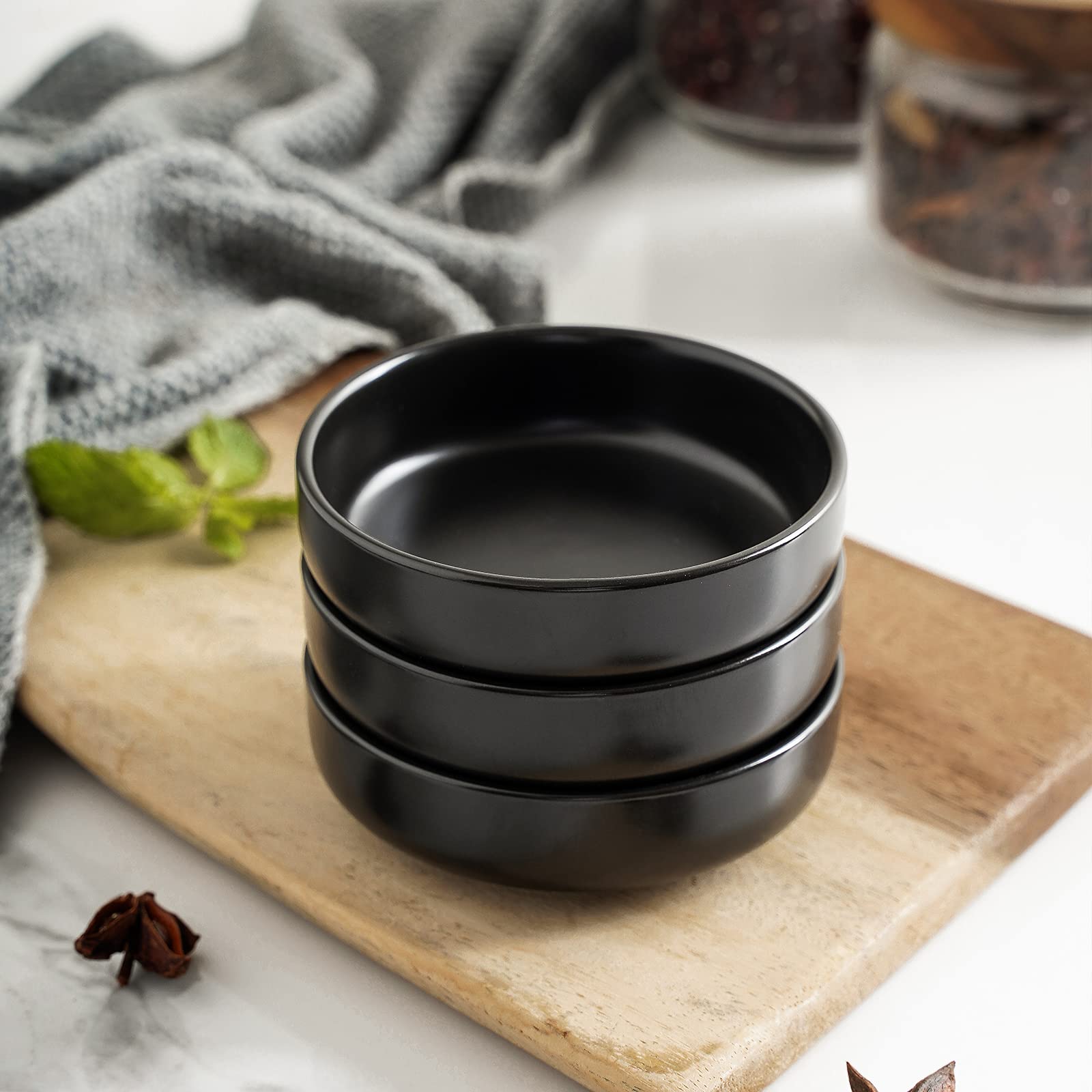 Selamica 3.3 Inch Soy Sauce Dish Ceramic Dipping Bowls Side Dishes Small Appetizer Pinch Bowls for Condiments, Sushi, Ketchup, BBQ-Set of 12(Matte Black)