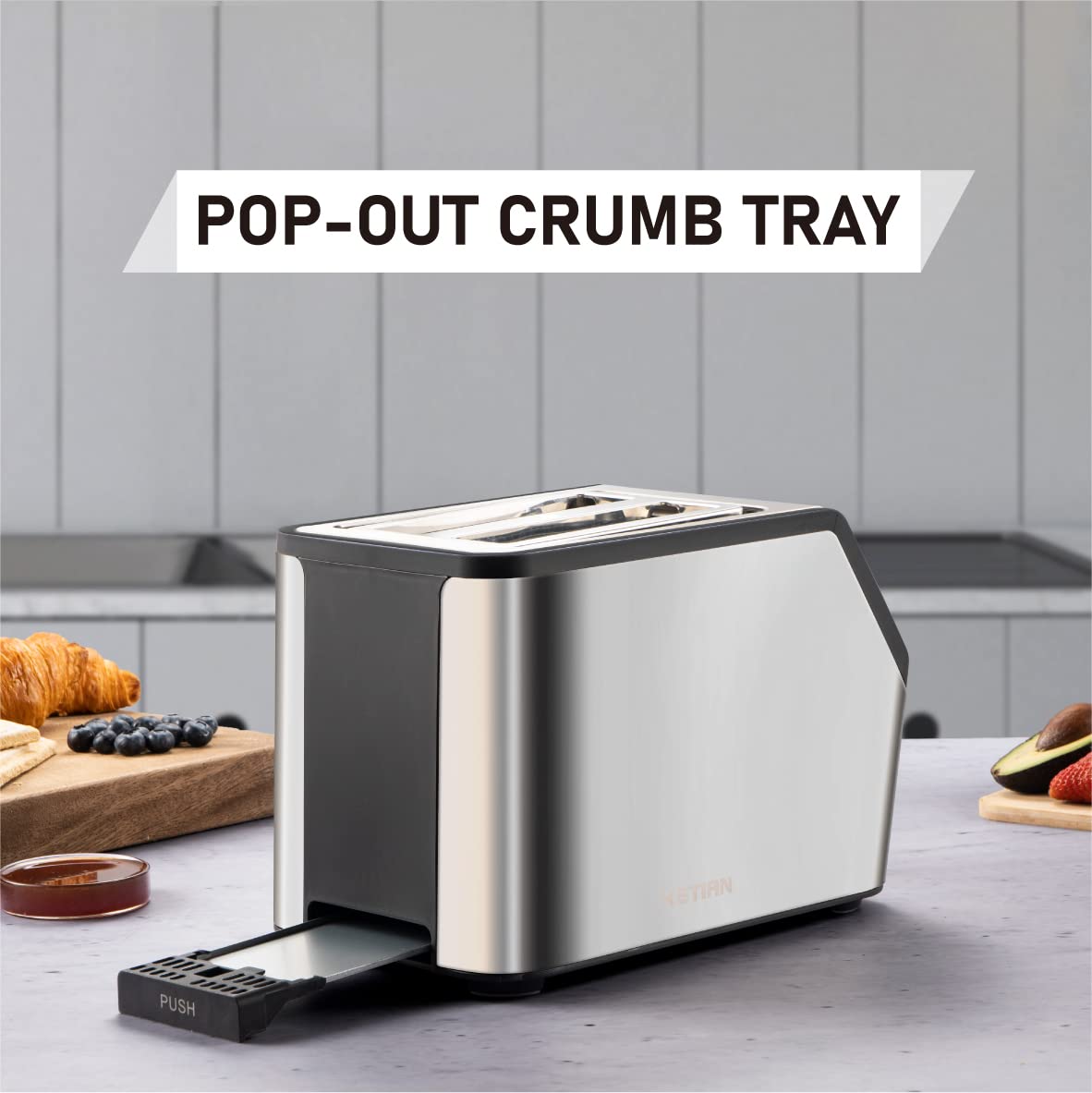 Smart Toaster, KETIAN Touch Screen 2 Slice,High-speed Automatic Settings, Bagel English Muffins Toast Pastry Waffles Bread Toaster,Stainless Steel