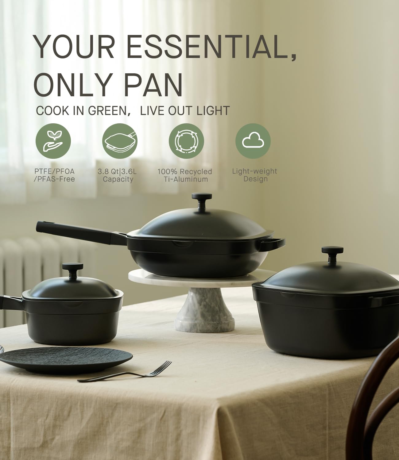 USELUCK Non Stick Frying Pans Cast Aluminum Sauté Pans,Ti-Ceramic pan