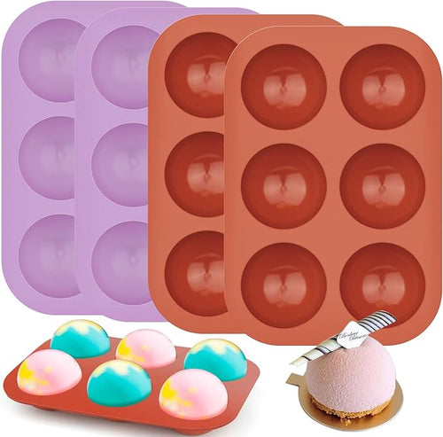 2 Pack 6-Cavity Semi Sphere Silicone Mold, Baking Mold for Making Hot Chocolate Bomb, Cake, Jelly