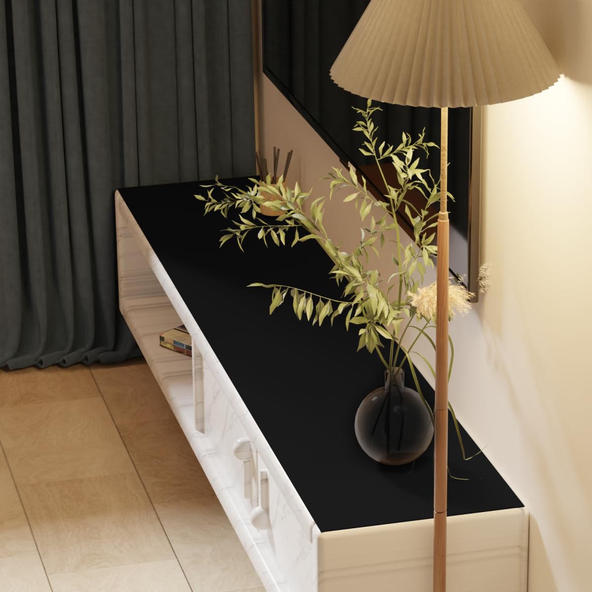 Zinkooat Dresser Cover - Can Be Used On Both Sides Waterproof and Easy to Clean Good Flatness Used for Dresser Table(Black+Black 10x44)