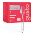 GUSTO [200 Count] Premium Heavyweight Spoons Plastic Disposable, Clear Plastic Spoons Heavy Duty, Perfect for Parties, Events, and Catering (Formerly Comfy Package)