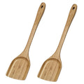 GEEKHOM Wooden Spurtle Set Bamboo Utensils: 13 Inch for Sourdough Starter, Mixing Scraping Serving, Reaching Jar Bottom, Nonstick Cookware 2 Set