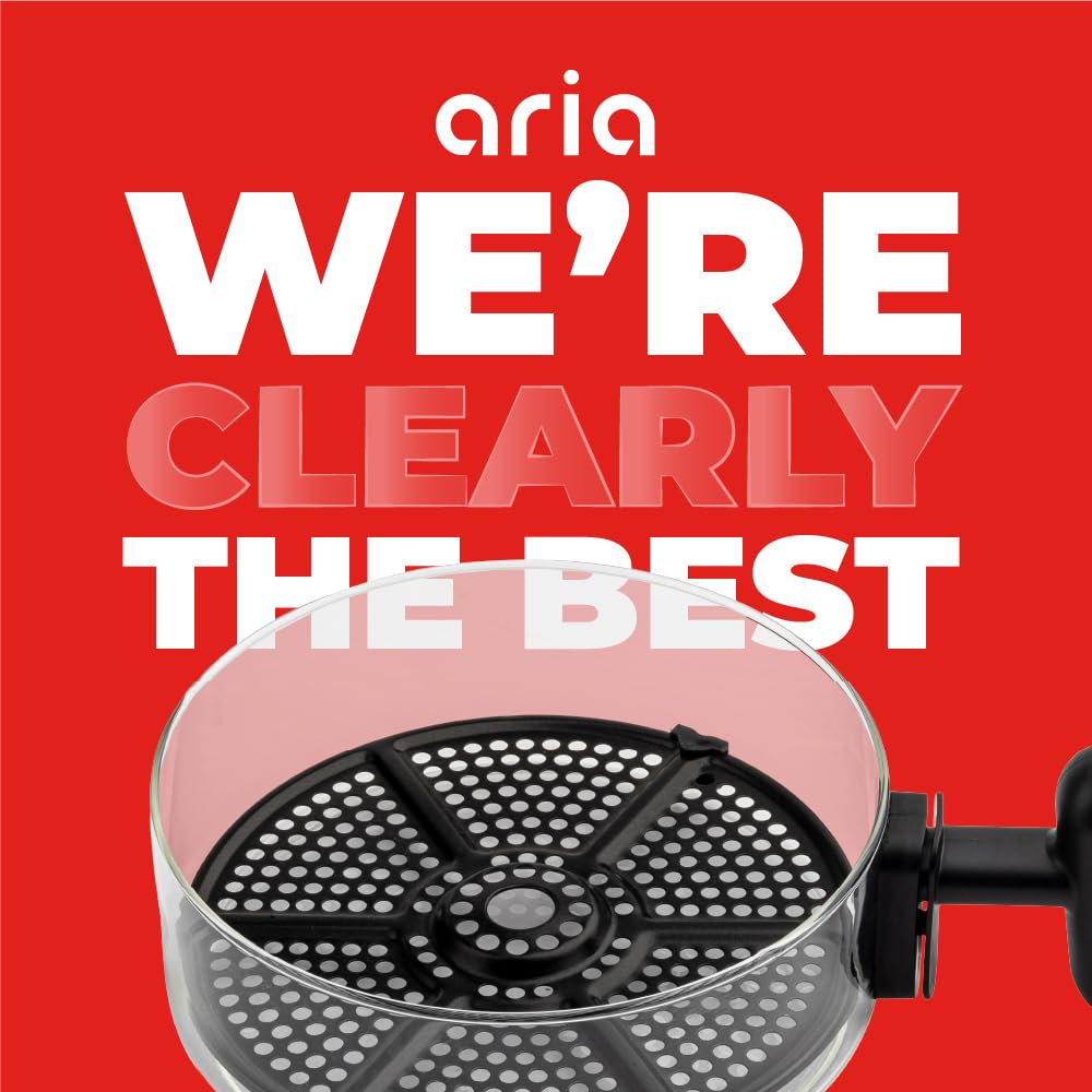 Aria Air Fryer, Non-Stick Ceramic Build, Dishwasher Safe Ceramic Non Toxic Large Sized Airfryer Basket, Touchscreen Display & Auto Shutoff, BPA & Teflon Free with Cookbook (4 Qt Flip Flop (2+2))