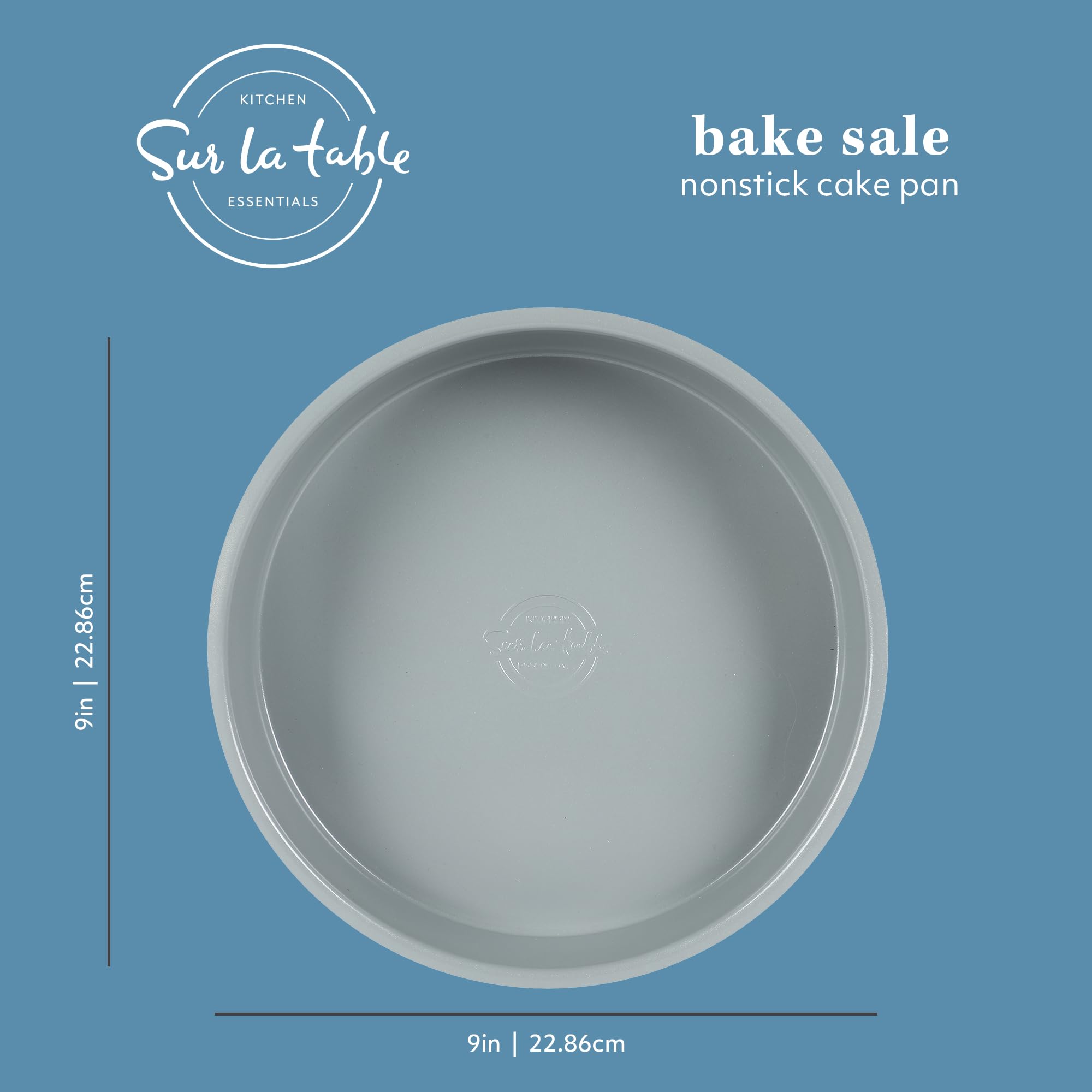 Sur La Table Kitchen Essentials Bake Sale 9 Inch PFOA, PFAS, PTFE Free Nonstick Round Cake Pan - Linen White