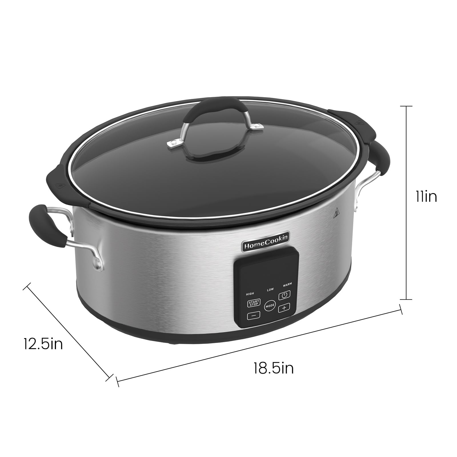 HOMECOOKIN Slow Cooker, Extra Large 10 Quart Digital Programmable Slow Cookers with Timer, Dishwasher Safe Glass Lid & Crock, Kitchen Appliance for Families and Gatherings, Stainless Steel