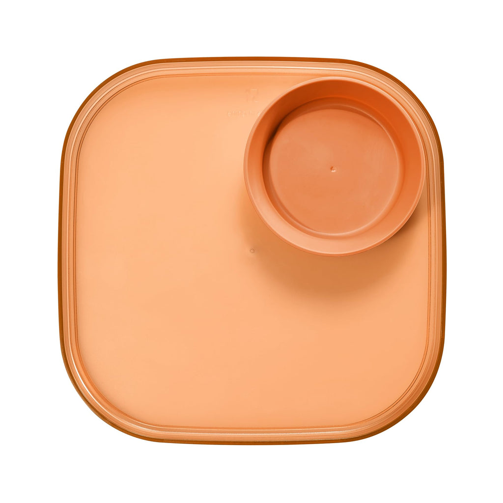 Madesmart Dipware Reusable Dining Plate, Serving Tray for Appetizers and Snacks, Sandwiches, Hummus, Sauces, Stackable & Removable Dip Bowl, PinkTerracotta
