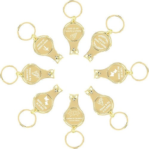 20pcs Personalized 4 in 1 Multi Function Bottle Opener, Nail Clipper, Wedding Favors Brewery, Private Customized, Gold, Multitool Gifts for Men
