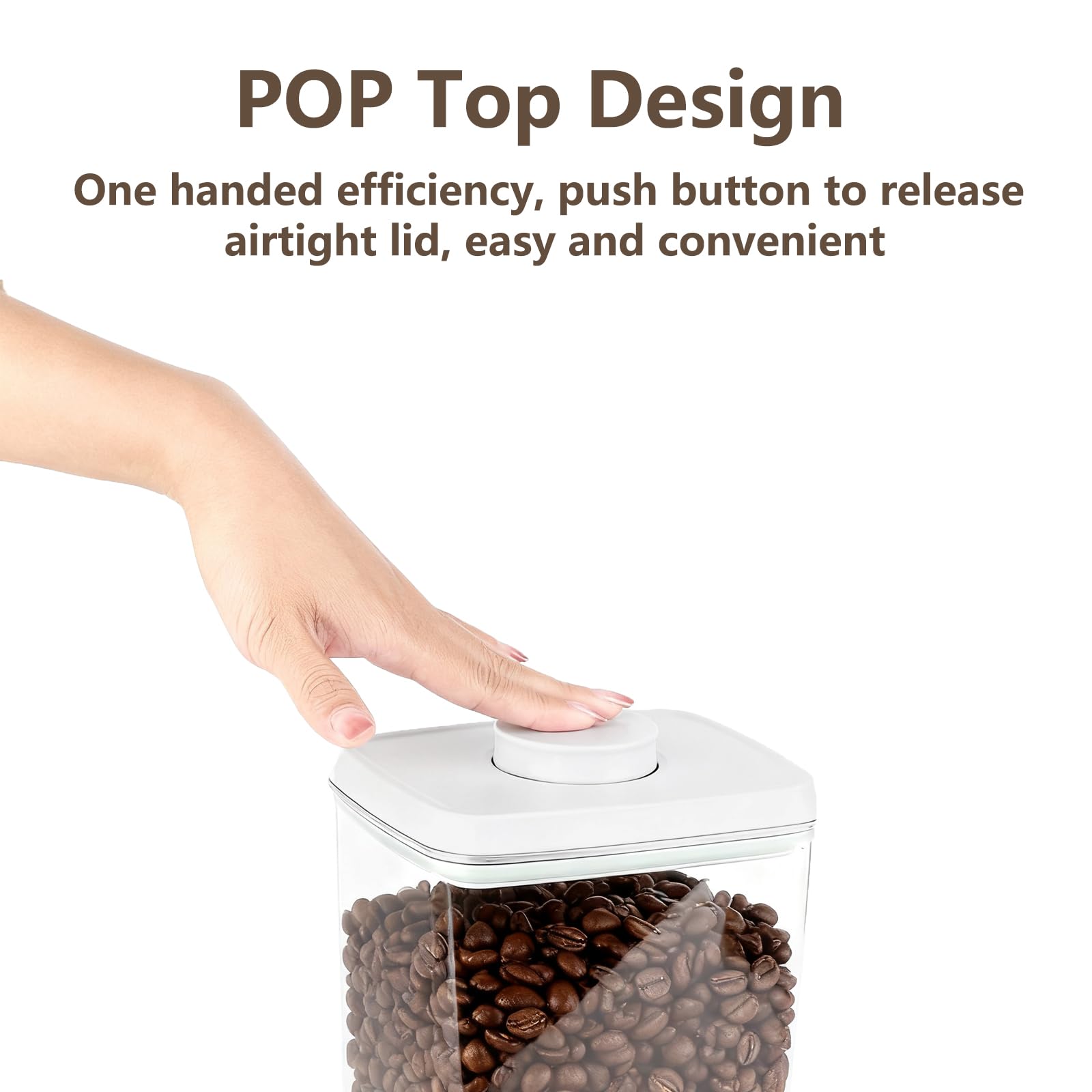 Hontent Pop Food Storage Containers Set Airtight Food Storage Containers with Pop Lids, Kitchen Pantry Organization and Storage, Cereal, Rice, Flour, Pasta & Snack Container, BPA Free, 3 x 1.2Qt