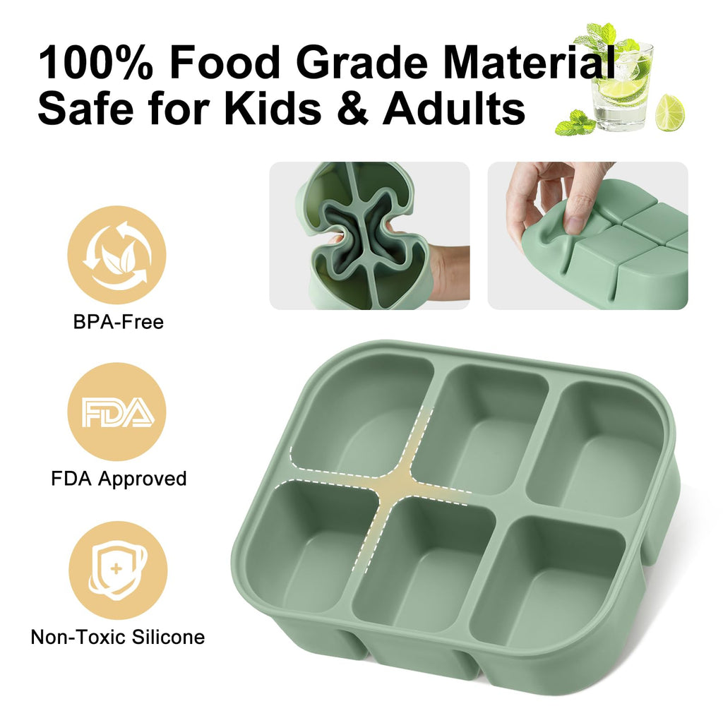 Nbyouw Ice Cube Tray 2 Pack – Stackable Large Silicone Ice Cube Freezer Molds & Easy Release Square Ice Cube Maker with Removable Lid BPA Free for Cocktail,Whiskey，Soup Baby Food