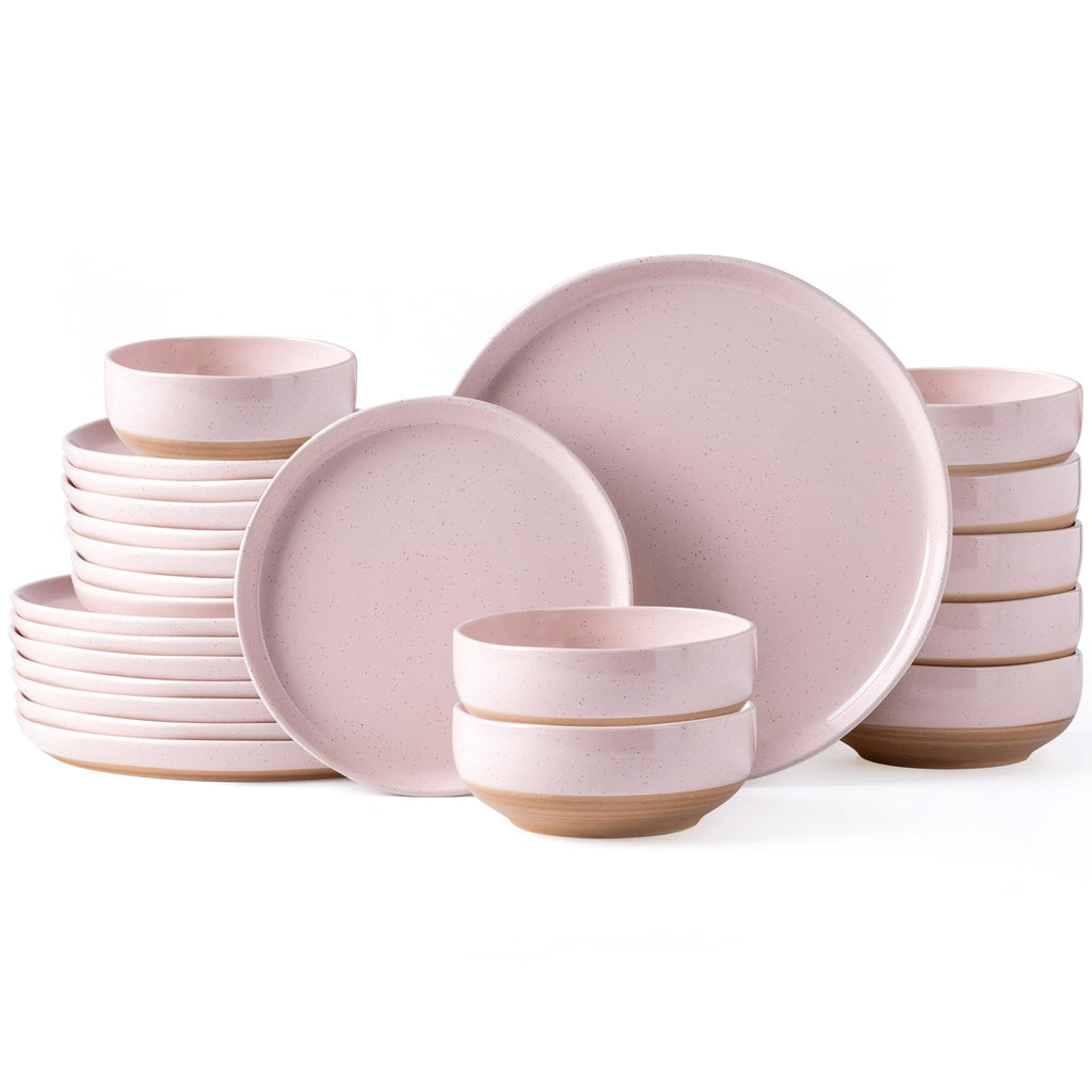 AmorArc Dinnerware Sets for 8, 24 Pieces Ceramic Plates and Bowls Set