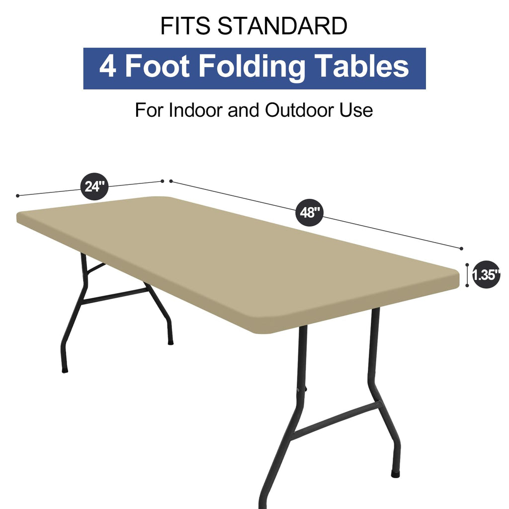homing Rectangle Table Cloth Cover 4 Foot Taupe Elastic Fitted Tablecloth