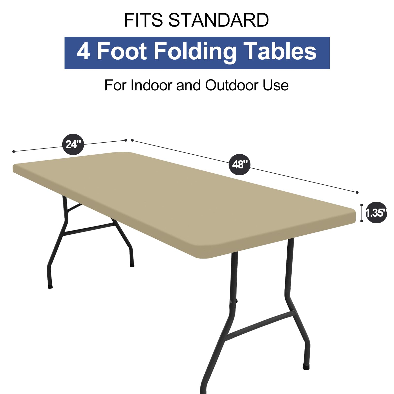 homing Rectangle Table Cloth Cover 4 Foot Taupe Elastic Fitted Tablecloth