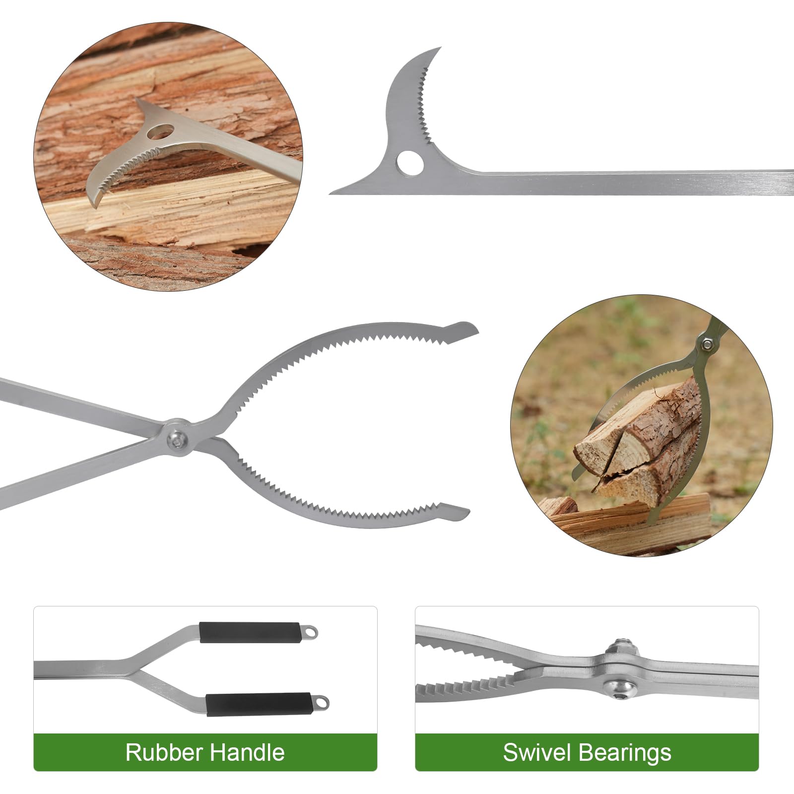 32" Fire Tongs Fire Pit Tongs Set, Stainless Steel Fireplace Tongs