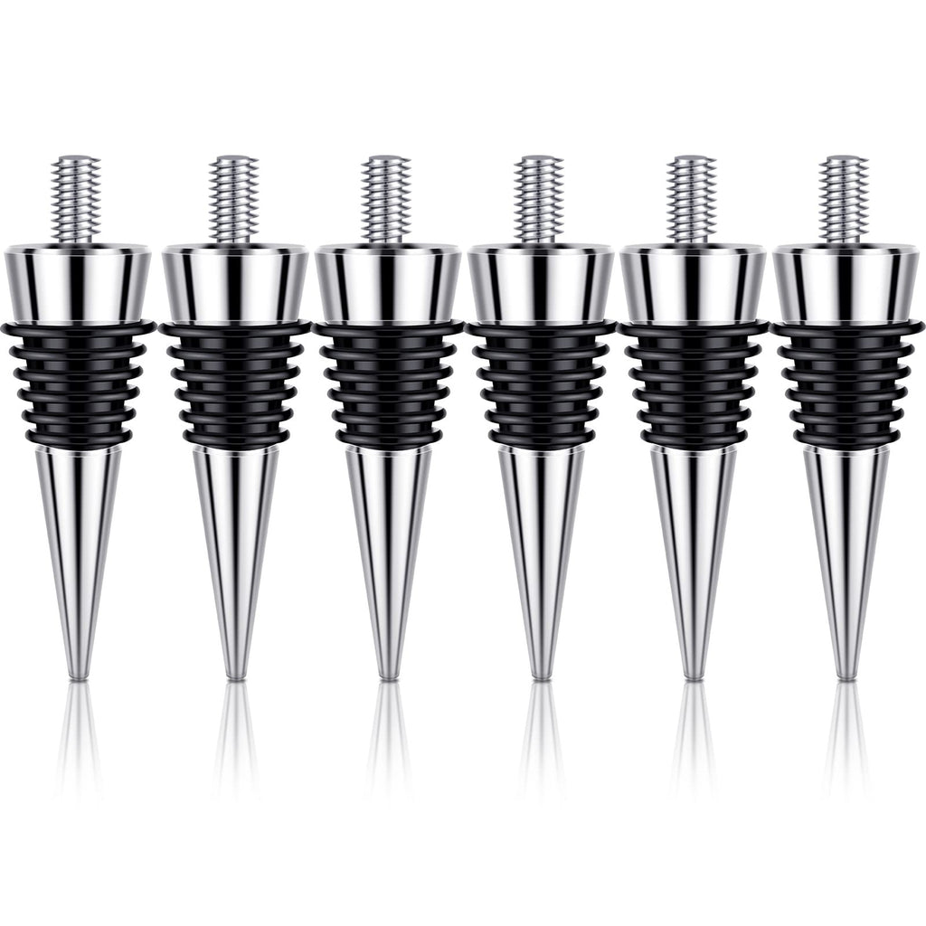 6 Pieces Metal Bottle Stopper 16 x 3/8 Blank Stainless Steel Wine Bottle Stopper Kit Reusable Wine Saver Corks Chrome Bottle Stopper Set Hardware for Wedding Wine Party Bar Turning