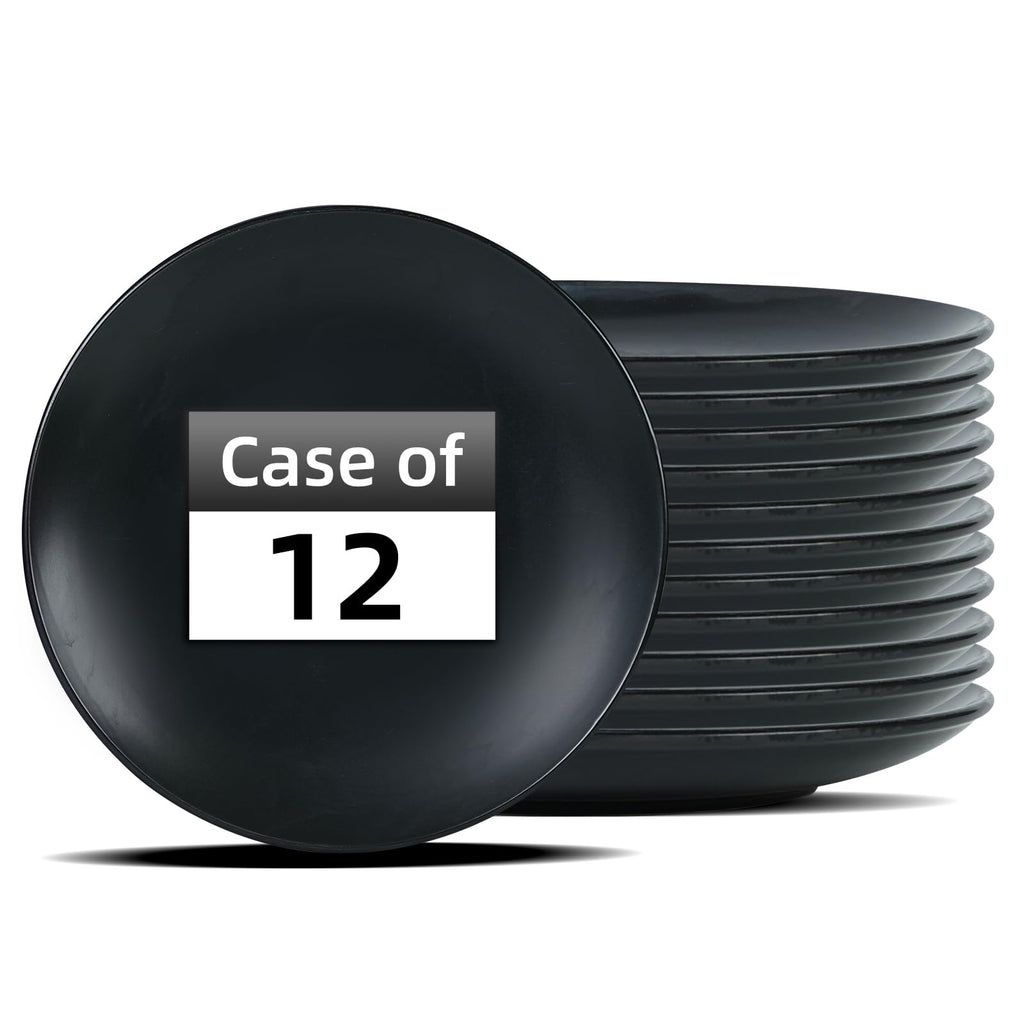 IRESTAURANT PLUS Stoneware Coupe Commercial Grade Dinnerware, Matte Black Plate 12.25", Case of 12