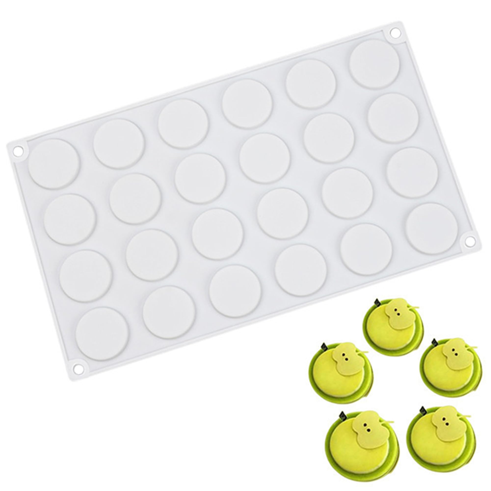 OCPO Kitchen Circle Silicone Mold for Baking Mousse Cake, 24 Cavities