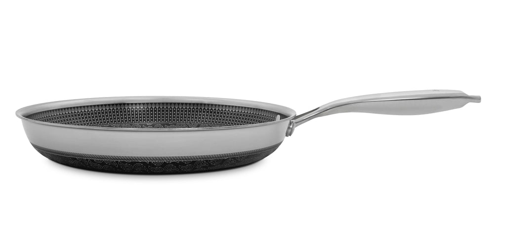 Hell's Kitchen Hybrid 11-Inch Frying Pan, Tri-Clad Stainless Steel & PFAS-Free Ceramic Nonstick, no PFOA, PTFE, Teflon, Non-Toxic Cookware, Metal Utensil Safe, All Cooktops, Oven Safe