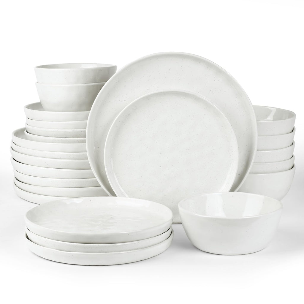 Famiware Mars Stoneware Dinnerware Set for 8, White