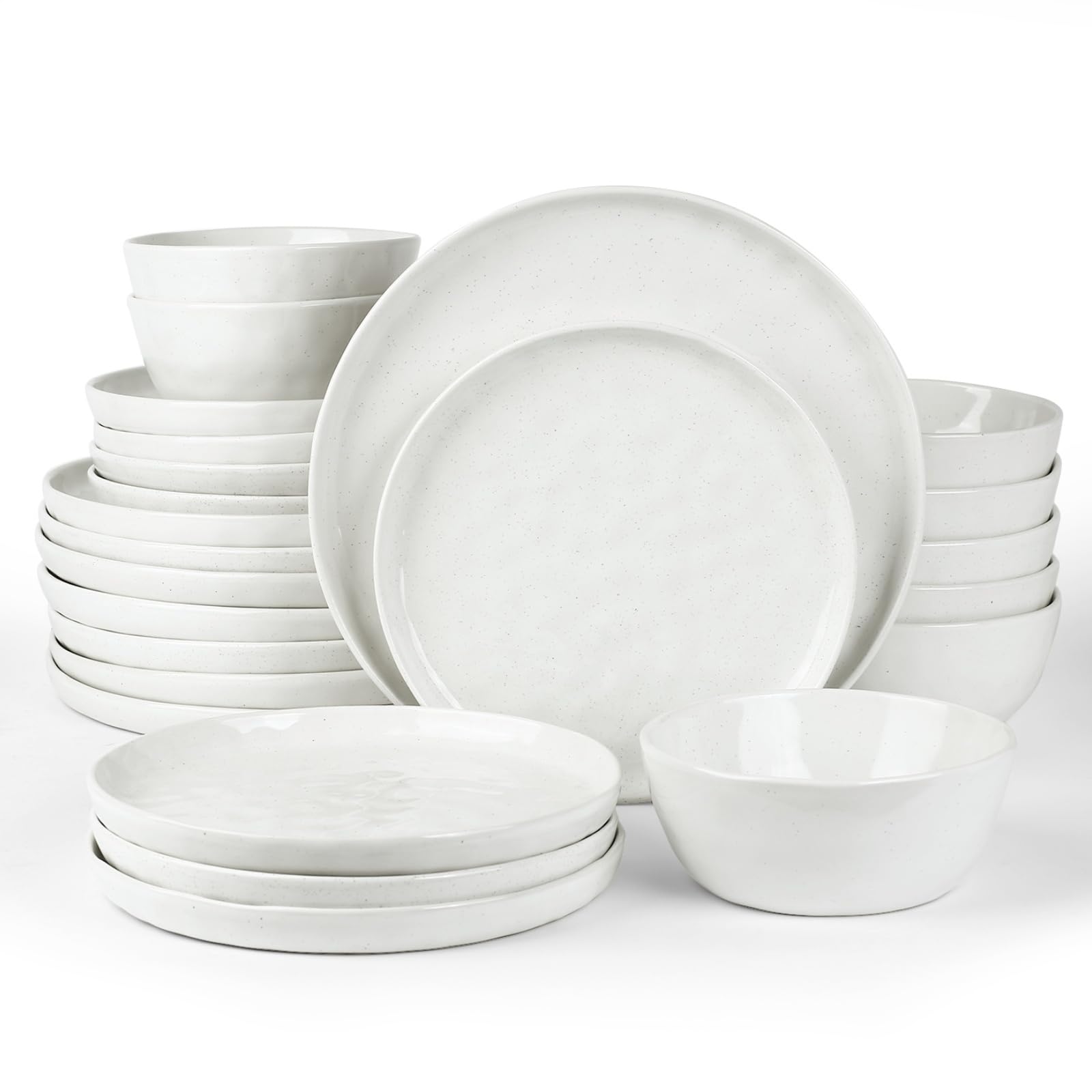 Famiware Mars Stoneware Dinnerware Set for 8, White