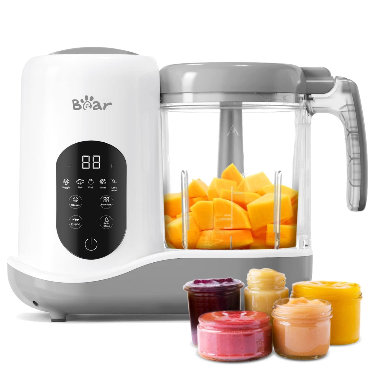 BEAR 2024 Baby Food Maker, One-Step & Easy to Use, Smart Touchscreen, White