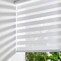 Persilux Zebra Shades for Windows, Cordless Window Treatments(43" W x 72" H, White) Light Filtering Dual Layer Roller Window Shades Light Filtering Sheer Shades for Home, Office