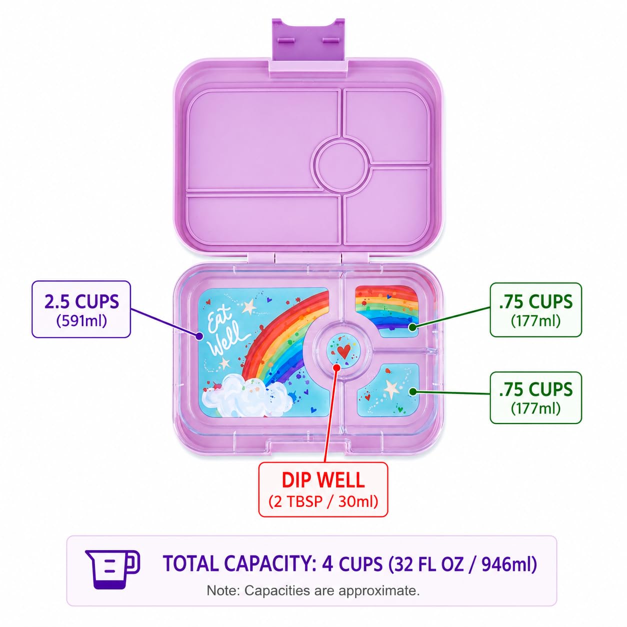 Yumbox Tapas Leakproof Bento Box, 4 Compartments, Seville Purple