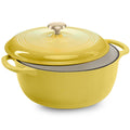 Best Choice Products 6 Quart Enamel Cast-Iron Round Dutch Oven, Family Style Heavy-Duty Pre-Seasoned Cookware for Home, Kitchen, Dining Room, Oven Safe w/Lid, Dual Handles - Lemon Meringue