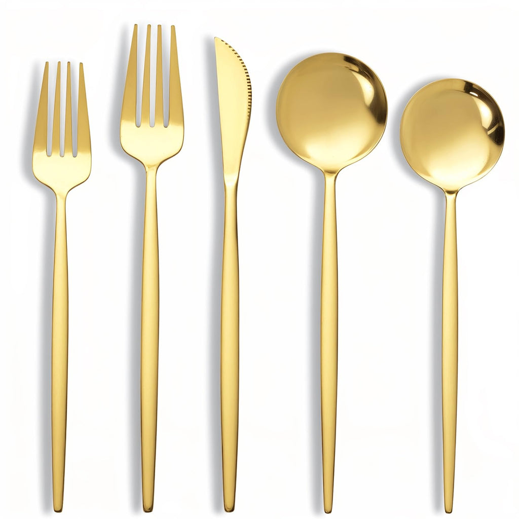 NOCCUR 40-Piece Gold Silverware Set for 8 - Stainless Steel Gold Flatware Set Include Knives, Spoons and Forks for Home/Party/Thanksgiving
