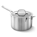 Calphalon Brushed 3-Ply Stainless Steel Cookware Set w/Turbo Heat Tech 4.5Qt Sauce Pan with Lid, Induction, Oven Safe 450F, Brushed Satinless Silver