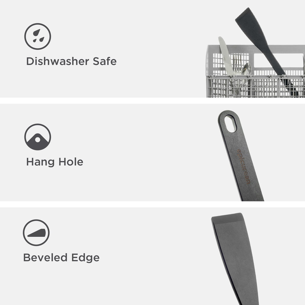 Epicurean Kitchen Series Utensils Angled Turner, Spatula and Saute Tool - Dishwasher Safe, Non-Toxic and Made in the USA,Slate
