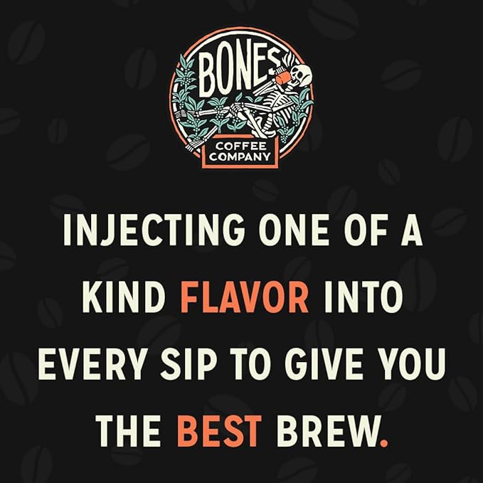 Bones Coffee Company Colombia Single-Origin Coffee, Almonds, Dried Fruit, Vanilla Notes, Flavored Whole Bean Coffee, Medium Roast Low Acid Arabica Beans, 12 oz Whole Bean