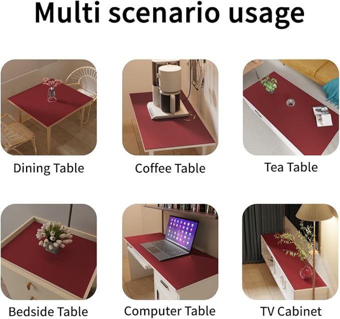 Leather Dresser Cover,1.8mm Thick,14x72 Inch,Dresser Protector Top,Dresser Top Protector,Dresser Cover Top,Dresser Top Cover,Dresser Cover Top for Bedroom.(Black+Wine Red,14x72)