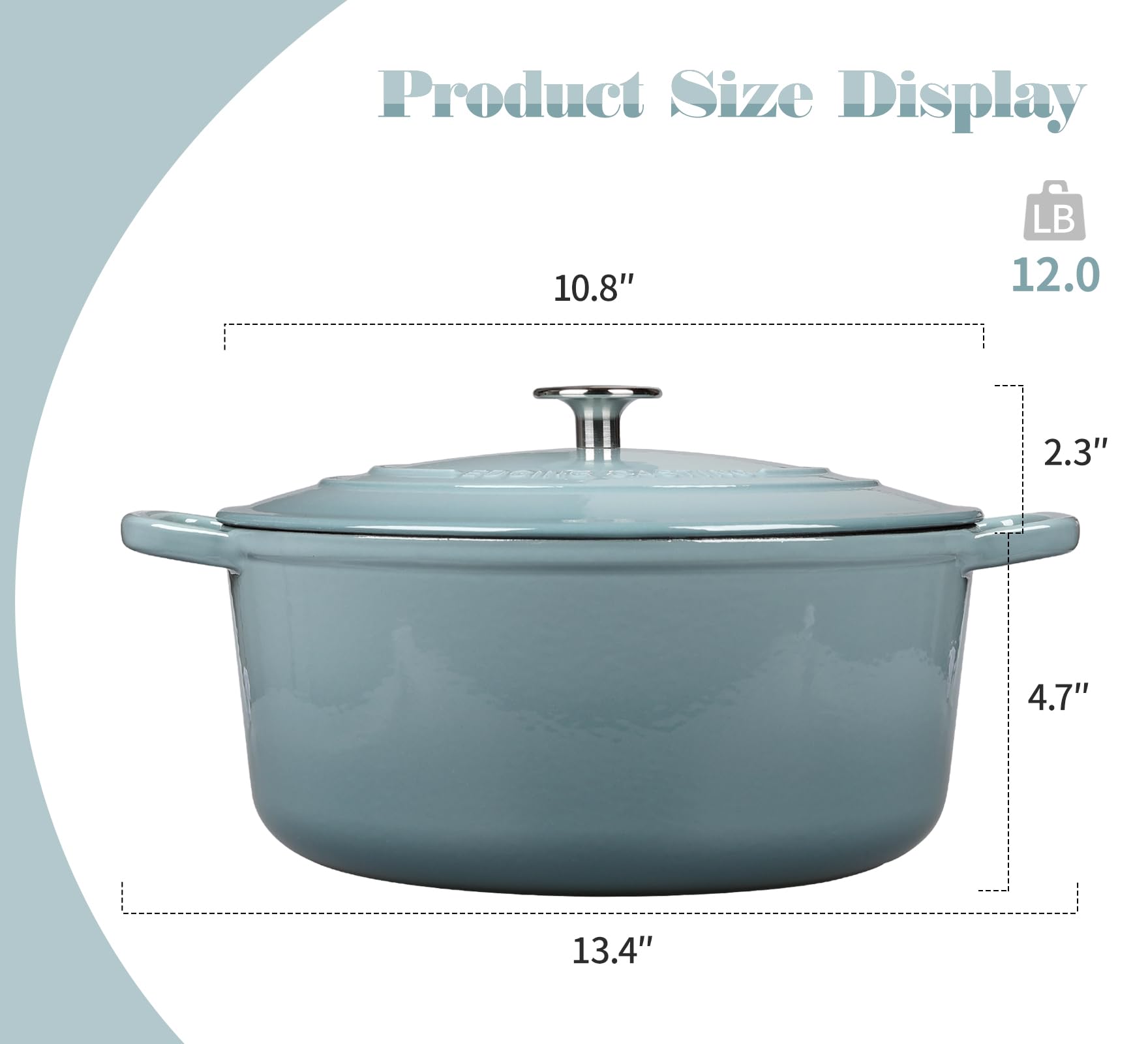 EDGING CASTING Enameled Dutch Ovens Cast Iron Dutch Oven Pot with Lid for Bread Baking, Cook, Dual Handle, 5.5 Quart, Seasalt