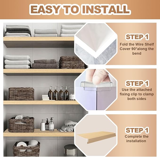 5 Pcs Wire Rack Covers 36x12x3 inch PVC Pantry Shelf Cover 0.31 inch Thick Removable Closet Wire Rack Shelf Covers,Decoration Kitchen Bathroom Office Shelving (Wood Color,36x12x3 inch)