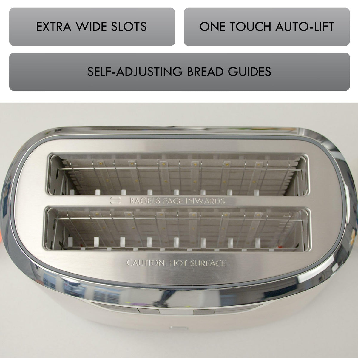 Kenmore Elite 4-Slice Long Slot Toaster Silver, One-Touch Auto-Lift, Stainless Steel, Adjustable Browning, Defrost, Digital Countdown Timer, Retractable Cord, Toast, Bagels, Waffles, English Muffins