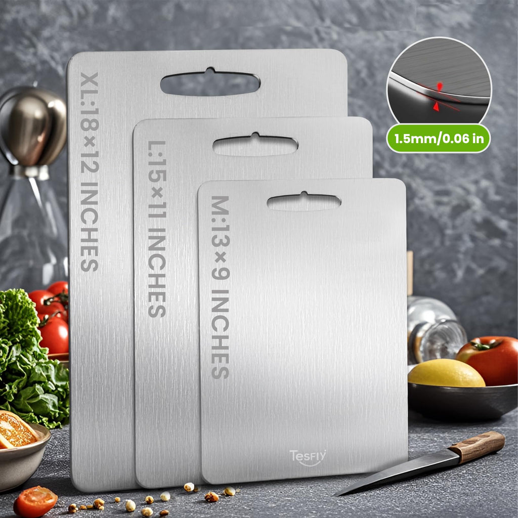3 Pack Titanium Cutting Board, 100% Pure Titanium Cutting Boards For Kitchen, Dishwasher Safe, Easy to Clean, Double-sided Food-grade Cutting Board For Meats,STQ4