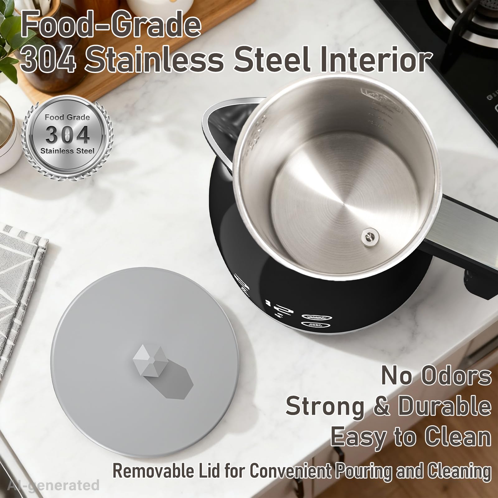 Temperature Control Electric Kettle, Black, 1.25L